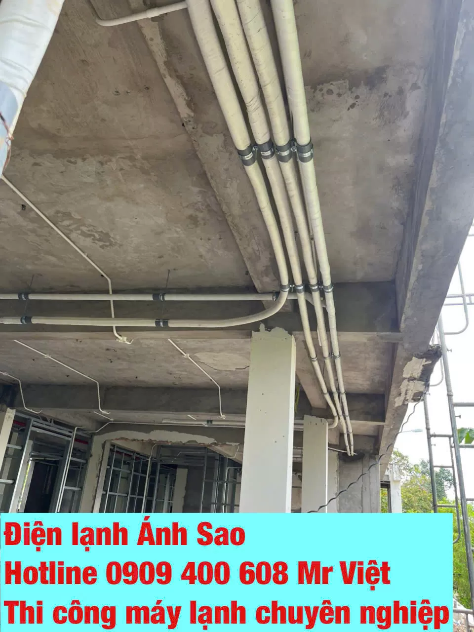 Ánh Sao khảo sát và thi công đường ống chờ máy lạnh cho công trình